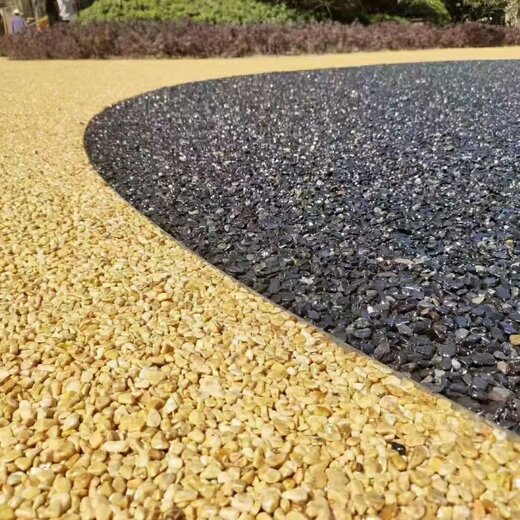 北京透水地坪材料胶粘石透水混凝土路面胶筑彩石透水道路